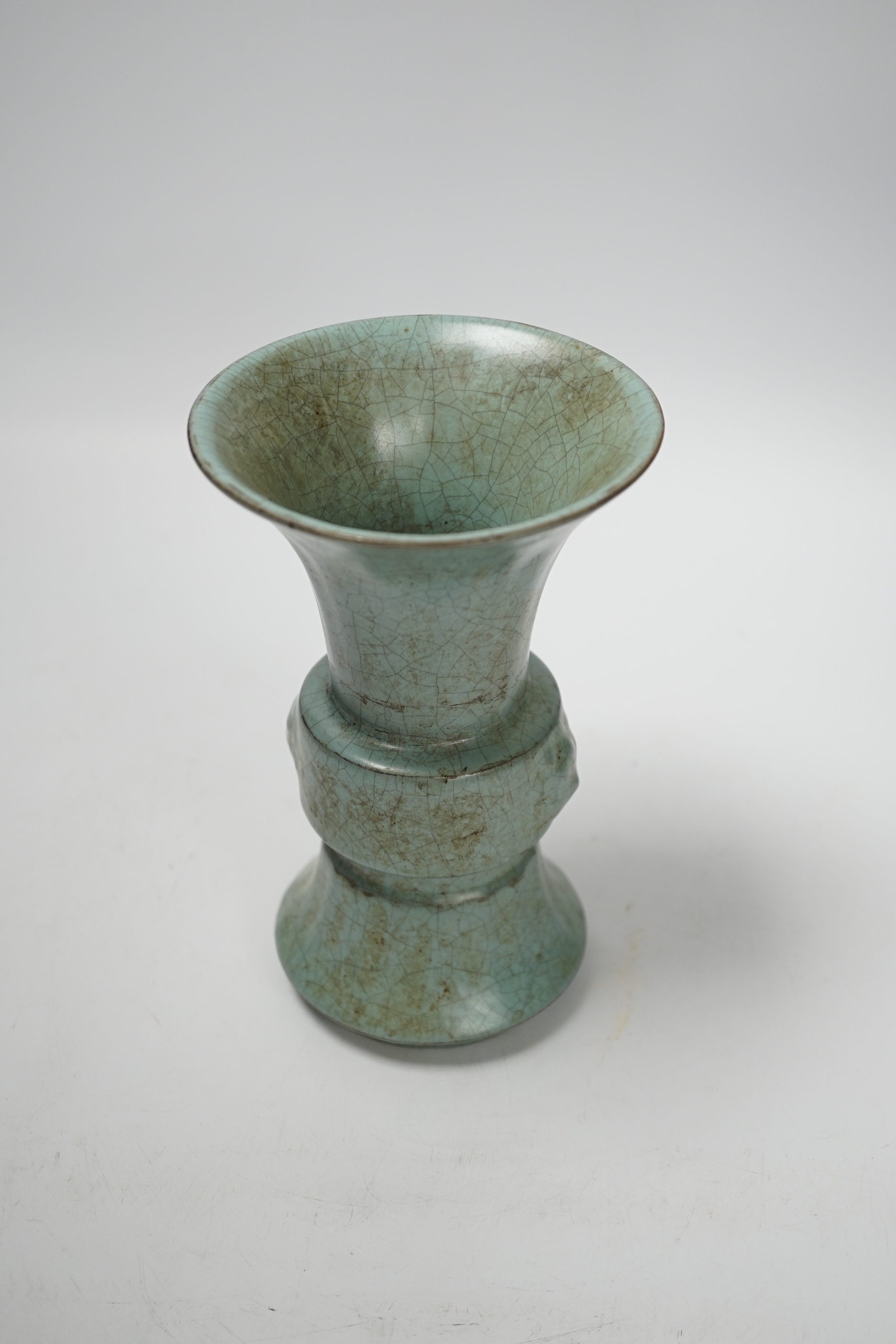 A Chinese turquoise glazed gu vase, 18cm